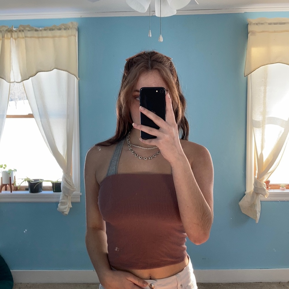 Purple ribbed tube top